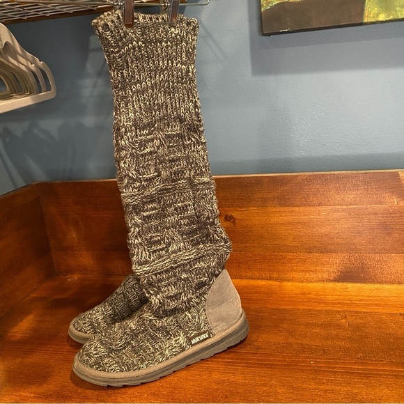 Muk Luks Shelly knit pull on tall knee high sweater boots Sz 7 - Picture 6 of 10
